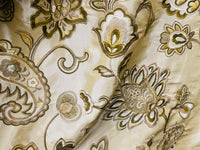 NEW! Duchess Nicole Faux Silk Embroidered Fabric Champagne and Olive - Fancy Styles Fabric Pierre Frey Lee Jofa Brunschwig & Fils