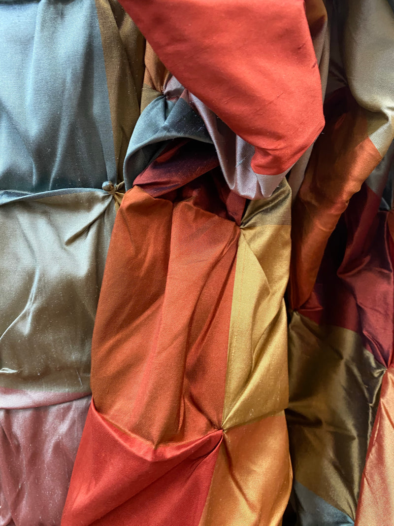 NEW King Jester Designer 100% Silk Dupioni Diamond Motif Fabric- Multicolor