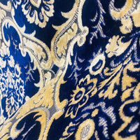 NEW Sir Scott Designer Italian Burnout Medallion Chenille Velvet Fabric Jewel Blue and Beige Yellow- Upholstery - Fancy Styles Fabric Pierre Frey Lee Jofa Brunschwig & Fils