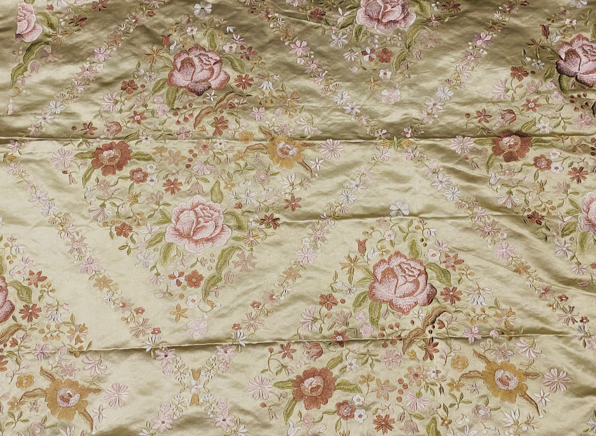NEW! King Louis XIV Novelty 100% Silk Jacquard Embroidered Floral Upholstery Fabric - Green Champagne - Fancy Styles Fabric Pierre Frey Lee Jofa Brunschwig & Fils