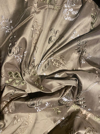 NEW Lady Astro 100% Silk Dupioni Embroidered Fabric - Grey SB_3_13 - Fancy Styles Fabric Pierre Frey Lee Jofa Brunschwig & Fils