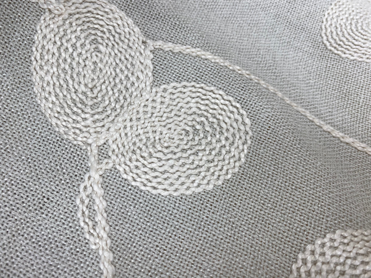 NEW! Miss Mandy Crewel Floral Embroidery Linen Inspired Fabric- Stone - Fancy Styles Fabric Pierre Frey Lee Jofa Brunschwig & Fils