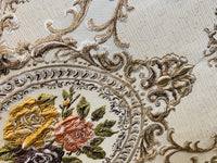 NEW Queen Rose Designer Brocade Satin Fabric- Antique Yellow Pink Roses - Upholstery - Fancy Styles Fabric Pierre Frey Lee Jofa Brunschwig & Fils