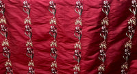 NEW Duchess Nicole Designer 100% Silk Dupioni Embroidered Floral Rows Fabric- Dark Red Iridescent - Fancy Styles Fabric Pierre Frey Lee Jofa Brunschwig & Fils