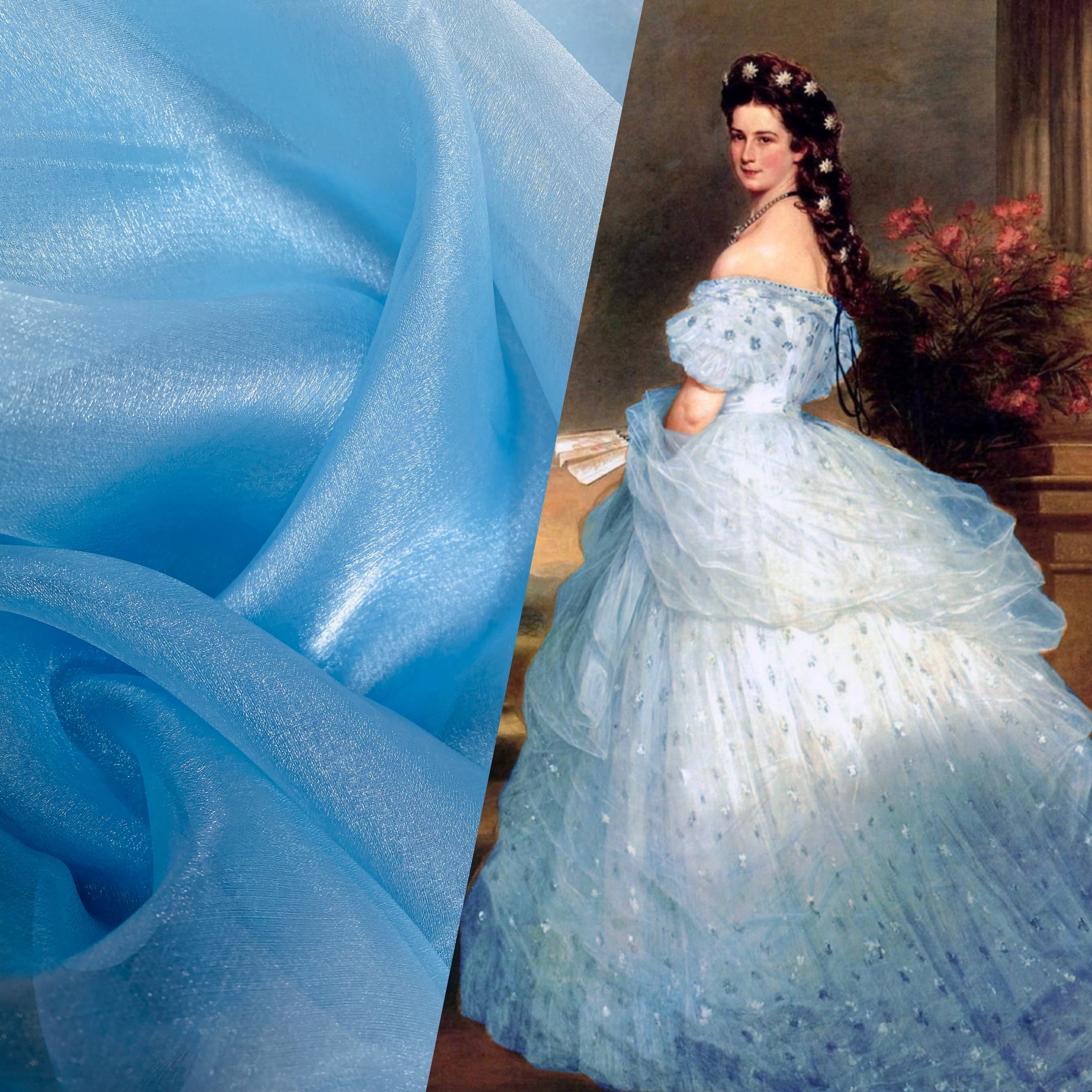 NEW Princess Charmayanne 100% Silk Organza Jewel Blue & Magenta