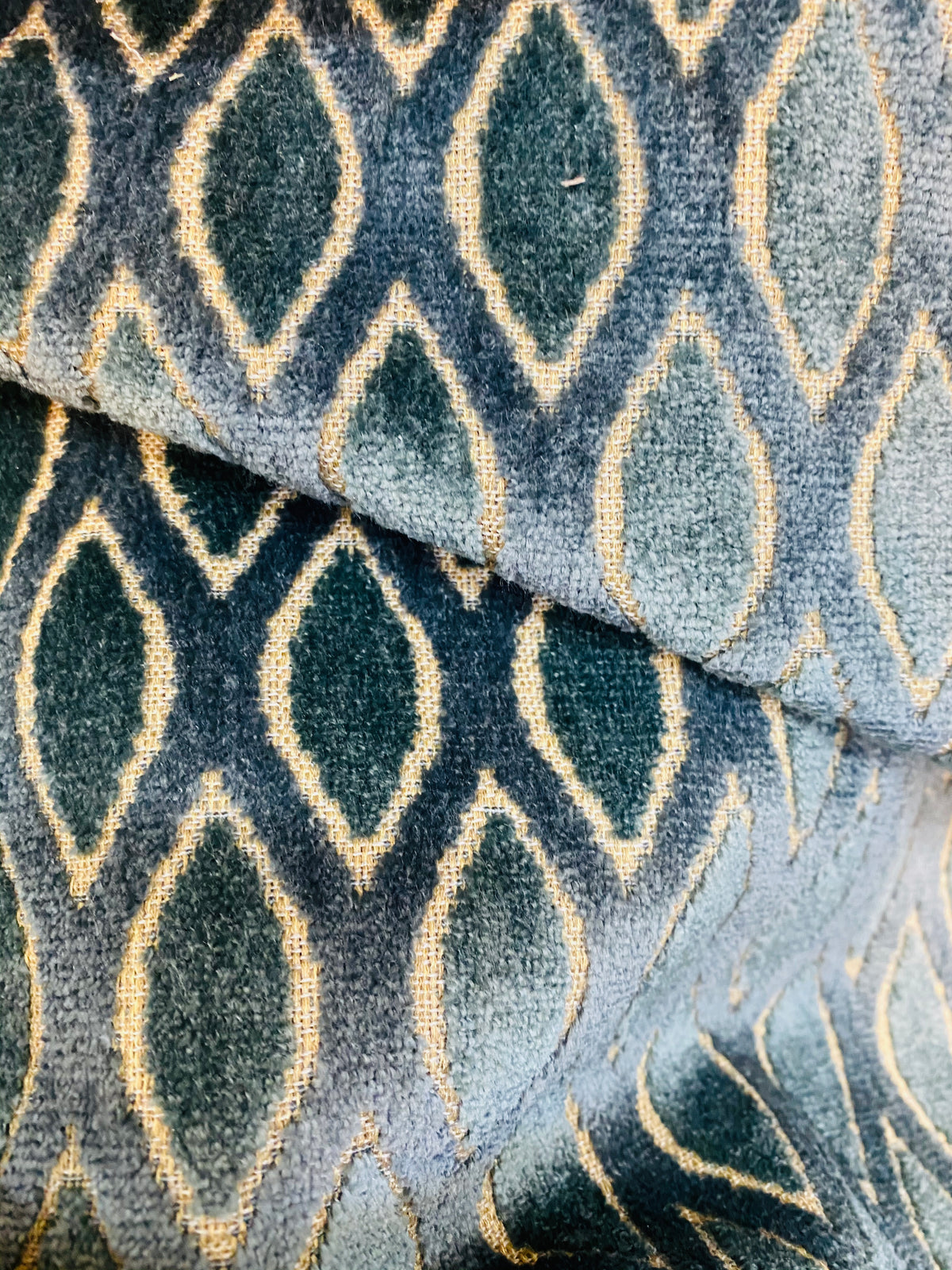 NEW King Roland Burnout Diamond Chenille Velvet Fabric Upholstery Blue - Fancy Styles Fabric Pierre Frey Lee Jofa Brunschwig & Fils