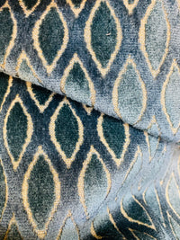 NEW King Roland Burnout Diamond Chenille Velvet Fabric Upholstery Blue - Fancy Styles Fabric Pierre Frey Lee Jofa Brunschwig & Fils