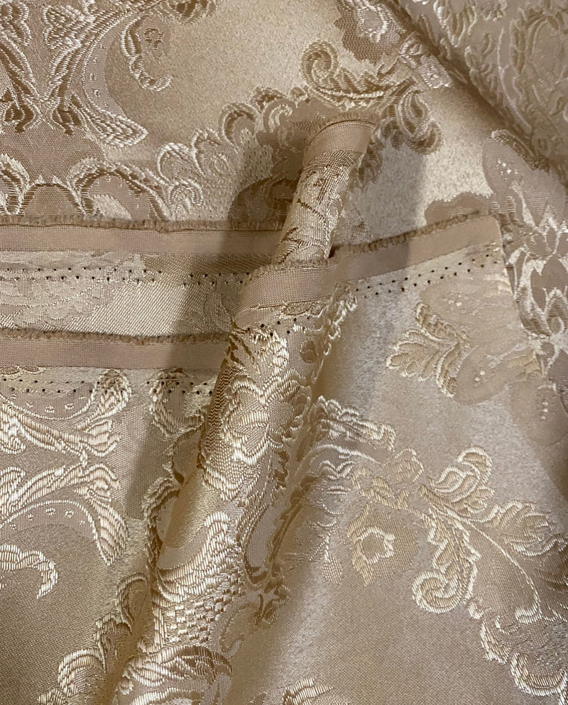 NEW Prince Lucas Designer Damask Satin Fabric- Gold - Upholstery Brocade - Fancy Styles Fabric Pierre Frey Lee Jofa Brunschwig & Fils