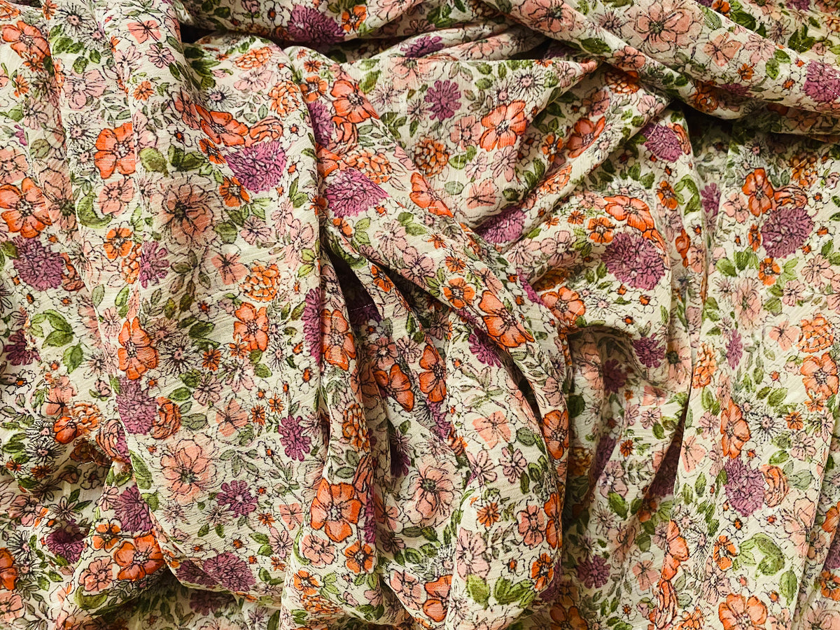 NEW Miss Maisy Crepe Floral Lightweight Dress Fabric - Pink - Fancy Styles Fabric Pierre Frey Lee Jofa Brunschwig & Fils
