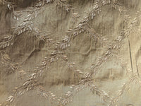 NEW Queen Delila 100% Silk Dupioni Fabric with Diamond Leaf Motif in Old Gold - Fancy Styles Fabric Pierre Frey Lee Jofa Brunschwig & Fils