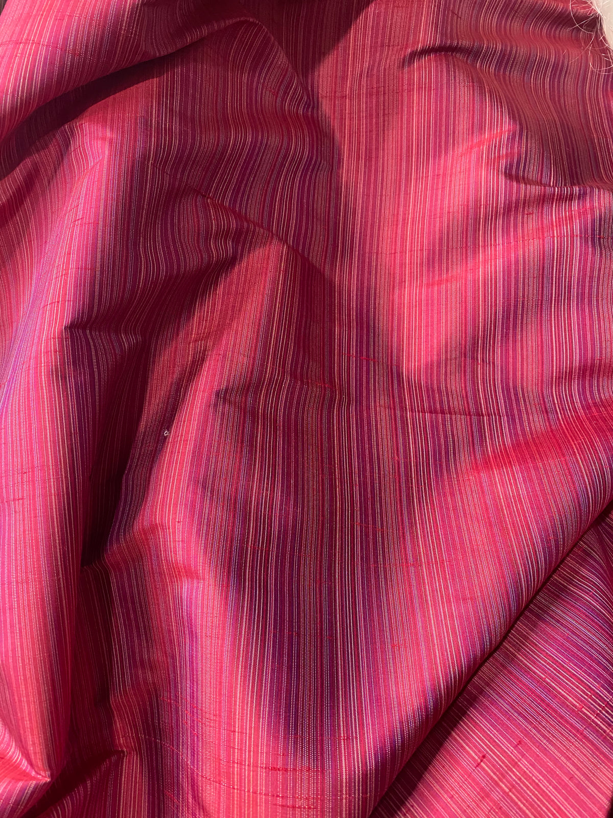 NEW! Lady Bridgette Designer 100% Silk Dupioni Fabric- Raspberry Red Pink Stripes - Fancy Styles Fabric Pierre Frey Lee Jofa Brunschwig & Fils