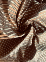 NEW Princess Kinsley Designer Pinstripe Satin Ribbon Striped Silk Dupioni - Copper and Khaki