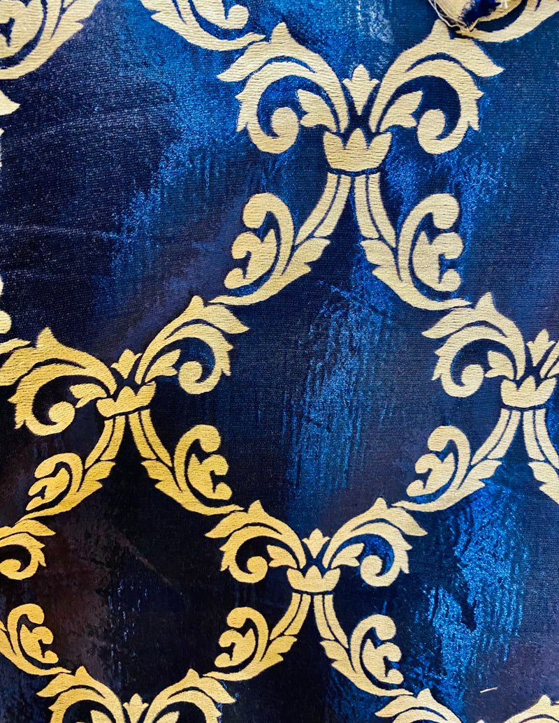 NEW Prince Midnight Designer Medallion Drapery Royal Blue Fabric