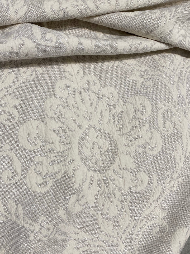 NEW! SALE! Duchess Sally 100% Linen Woven Medallion Fabric- Stone