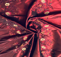 NEW! Duchess Aurora Red with Black Iridescence Faux Silk Embroidered Fabric - Fancy Styles Fabric Pierre Frey Lee Jofa Brunschwig & Fils