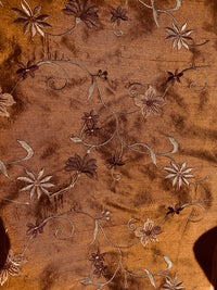 Queen Charlotte 100% Silk Dupioni in Copper with Black Irridescence with Embroidered Floral Motif Fabric - Fancy Styles Fabric Pierre Frey Lee Jofa Brunschwig & Fils