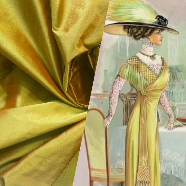 NEW Lady Lisa 100% Silk Taffeta Fabric Solid Yellow Orange Iridescence - Fancy Styles Fabric Pierre Frey Lee Jofa Brunschwig & Fils