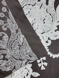 NEW! Lady Lila Novelty Crewel Embroidered Fabric Dark Grey and White - Fancy Styles Fabric Pierre Frey Lee Jofa Brunschwig & Fils