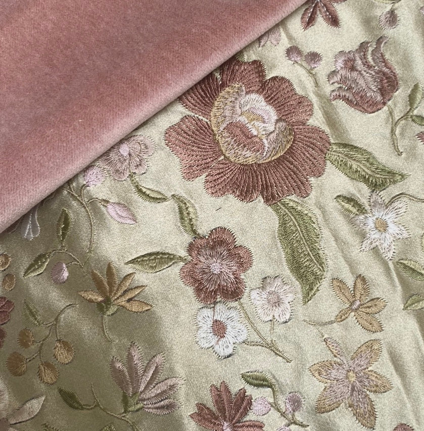 NEW! Princess Piama - Made in England- Soft Solid Cotton Blend Velvet Fabric in Icy Mauve - Fancy Styles Fabric Pierre Frey Lee Jofa Brunschwig & Fils