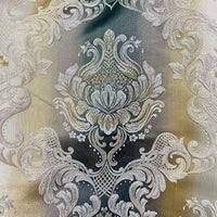NEW King Louis XIV Novelty Neoclassical Brocade Medallion Floral Satin Fabric - Teal - Fancy Styles Fabric Pierre Frey Lee Jofa Brunschwig & Fils