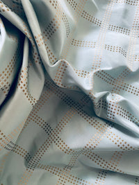 NEW! Lady Amaldie 100% Silk Taffeta Plaid Gold Dot Fabric -Duck Egg Blue- SB_8_24 - Fancy Styles Fabric Pierre Frey Lee Jofa Brunschwig & Fils