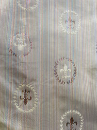 NEW Lady Brenda Novelty Medallion Embroidered 100% Silk Fabric in Multicolor Pinstripes - Fancy Styles Fabric Pierre Frey Lee Jofa Brunschwig & Fils