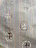 NEW Lady Brenda Novelty Medallion Embroidered 100% Silk Fabric in Multicolor Pinstripes