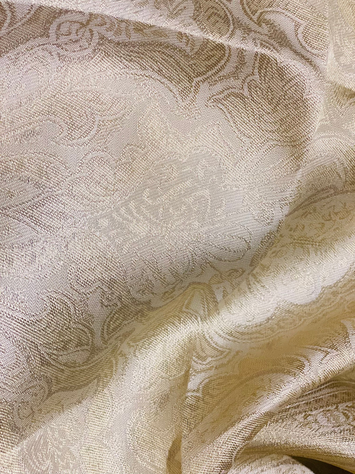 NEW Queen Lita 100% Silk Jacquard Lightweight Paisley Fabric - Gold- SB_8_2 - Fancy Styles Fabric Pierre Frey Lee Jofa Brunschwig & Fils