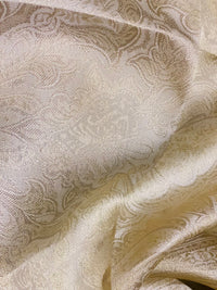 NEW Queen Lita 100% Silk Jacquard Lightweight Paisley Fabric - Gold- SB_8_2 - Fancy Styles Fabric Pierre Frey Lee Jofa Brunschwig & Fils