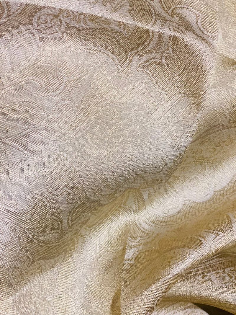 NEW Queen Lita 100% Silk Jacquard Lightweight Paisley Fabric - Gold- SB_8_2