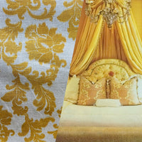 NEW Lady Lily Linen Inspired Upholstery Damask Brocade Drapery Sunflower Yellow Fabric - Fancy Styles Fabric Pierre Frey Lee Jofa Brunschwig & Fils