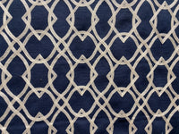 NEW! SALE! Prince Gregorian Novelty 100% Linen Fabric Geometric Embroidery- Natural and Blue - Fancy Styles Fabric Pierre Frey Lee Jofa Brunschwig & Fils
