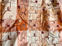 NEW Princess Peach 100% Silk Taffeta Checkered Plaid Embroidered Velvet Floral Peach Fabric - Fancy Styles Fabric Pierre Frey Lee Jofa Brunschwig & Fils