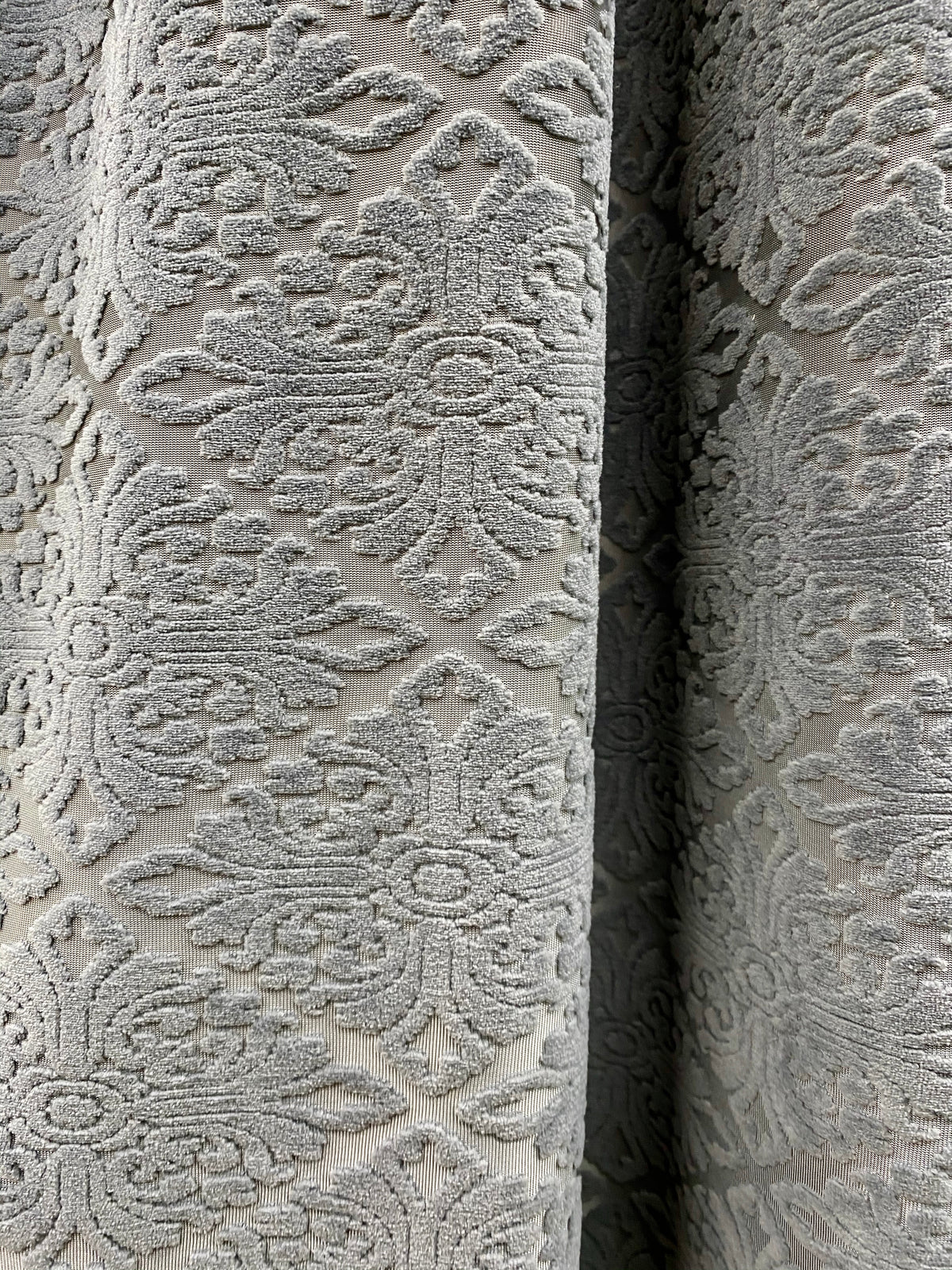 NEW! DEAL! Duchess Dorrington Damask Upholstery Chenille Velvet Fabric In Gray - Fancy Styles Fabric Pierre Frey Lee Jofa Brunschwig & Fils
