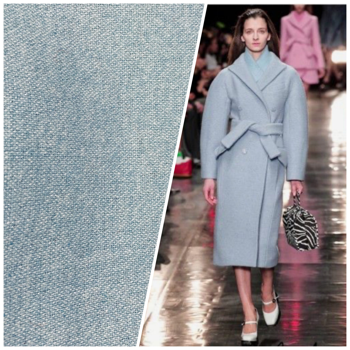 NEW Lady Burga Woven Wool Apparel Fabric Light Blue with Metallic Silver Specs - Fancy Styles Fabric Pierre Frey Lee Jofa Brunschwig & Fils