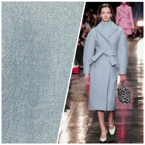 NEW Lady Burga Woven Wool Apparel Fabric Light Blue with Metallic Silver Specs - Fancy Styles Fabric Pierre Frey Lee Jofa Brunschwig & Fils
