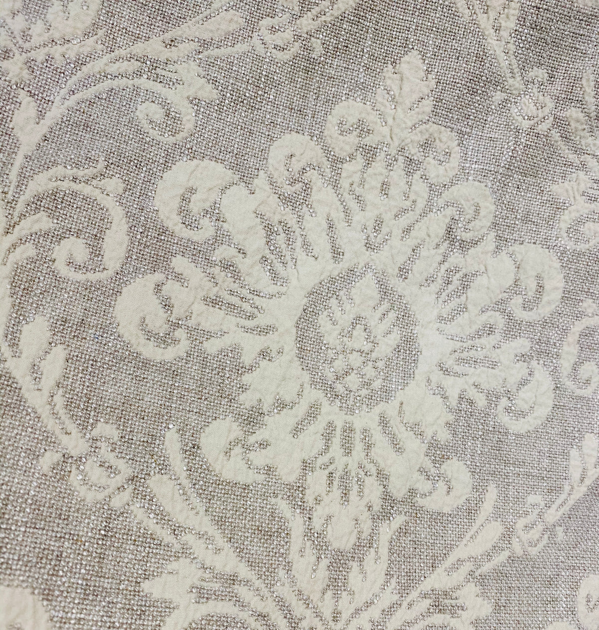 NEW! SALE! Duchess Sally 100% Linen Woven Medallion Fabric- Stone - Fancy Styles Fabric Pierre Frey Lee Jofa Brunschwig & Fils