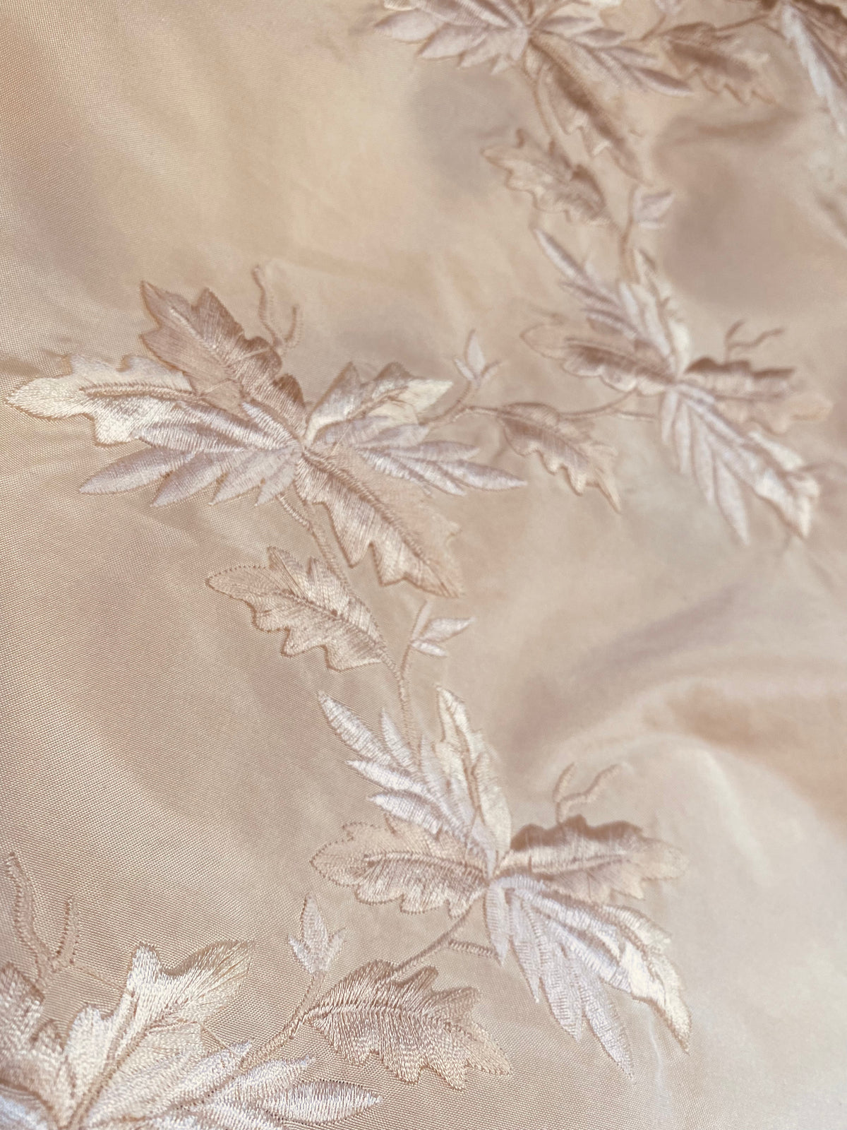 NEW Queen Lafayette Novelty Couture 100% Silk Taffeta Embroidered Leaf Motif Fabric Cream - Fancy Styles Fabric Pierre Frey Lee Jofa Brunschwig & Fils