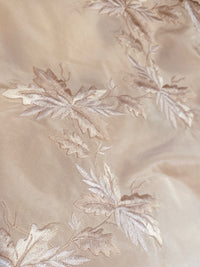 NEW Queen Lafayette Novelty Couture 100% Silk Taffeta Embroidered Leaf Motif Fabric Cream - Fancy Styles Fabric Pierre Frey Lee Jofa Brunschwig & Fils