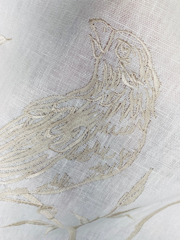 NEW! Miss Carolina Novelty Crewel Birds Floral Embroidery Linen Inspired Fabric - Fancy Styles Fabric Pierre Frey Lee Jofa Brunschwig & Fils