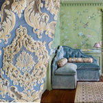 NEW Queen Marianna Novelty Ritz Neoclassical Brocade Satin Fabric - Sky Blue