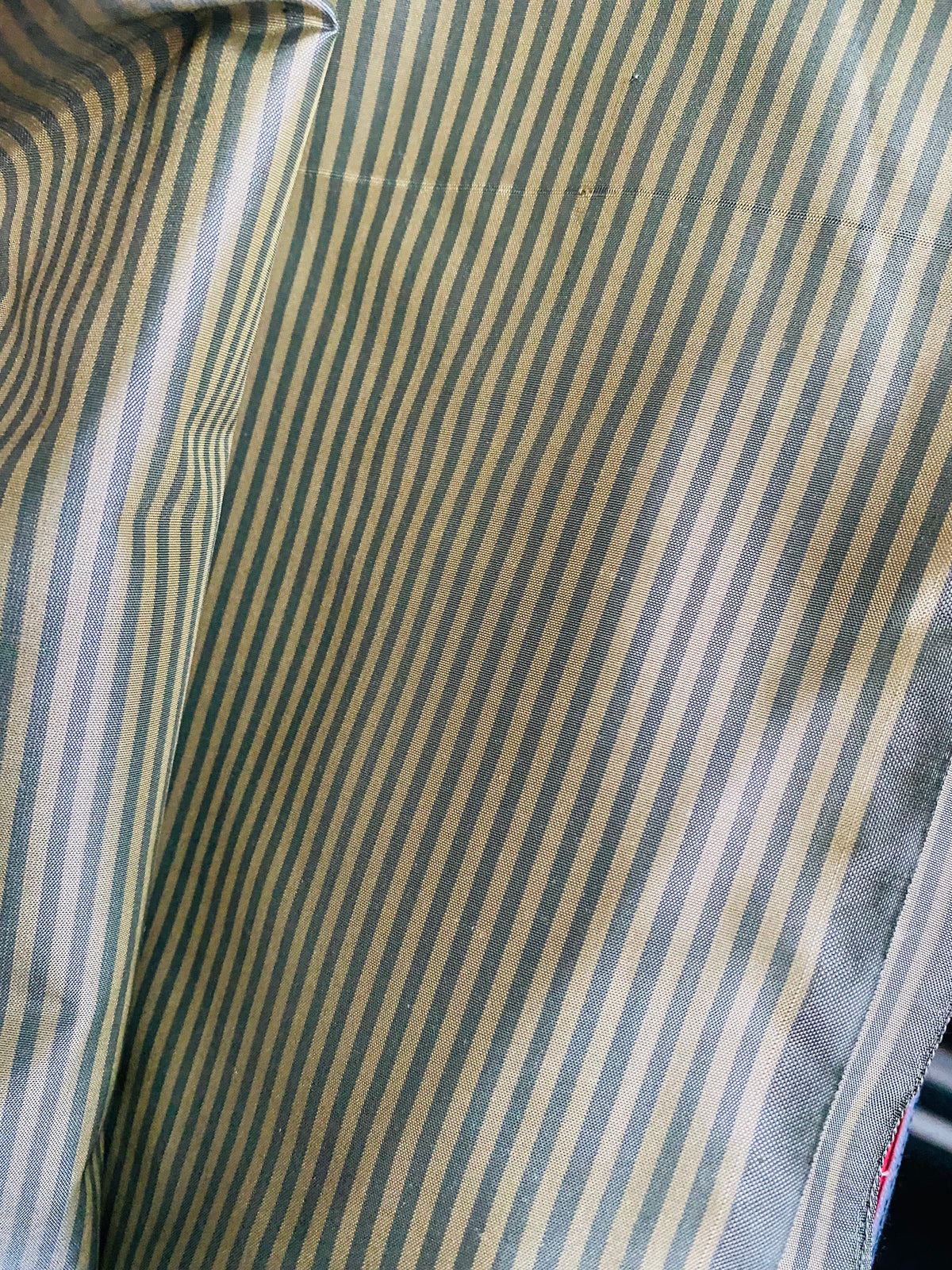 NEW Lady Bernadette 100% Silk Taffeta Fabric with 1/8” Grey and Gold Pinstripes SB_8_51 - Fancy Styles Fabric Pierre Frey Lee Jofa Brunschwig & Fils