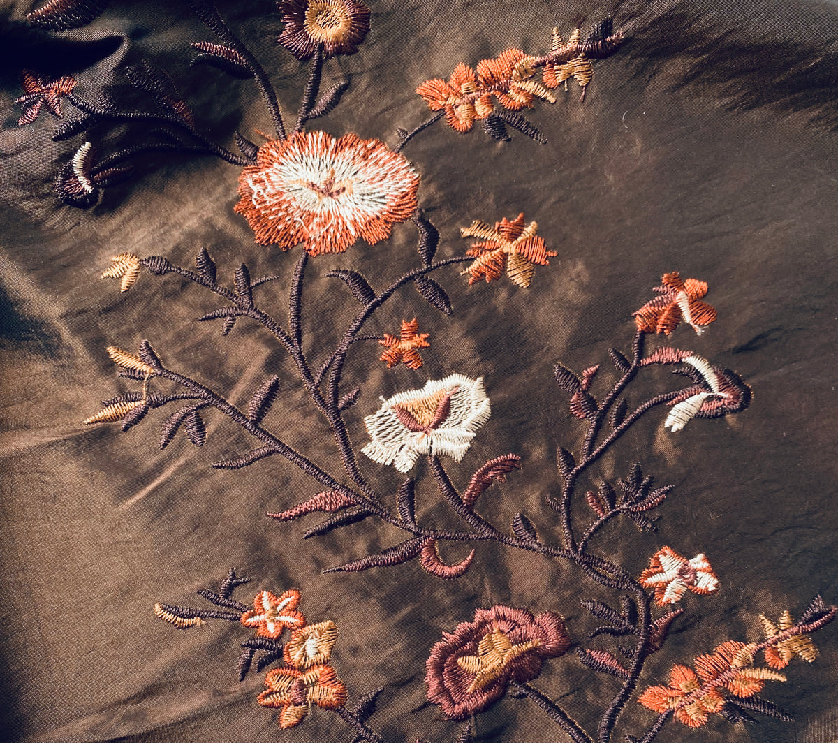 NEW! Duchess Aurora Brown Iridescence Faux Silk Embroidered Fabric - Fancy Styles Fabric Pierre Frey Lee Jofa Brunschwig & Fils