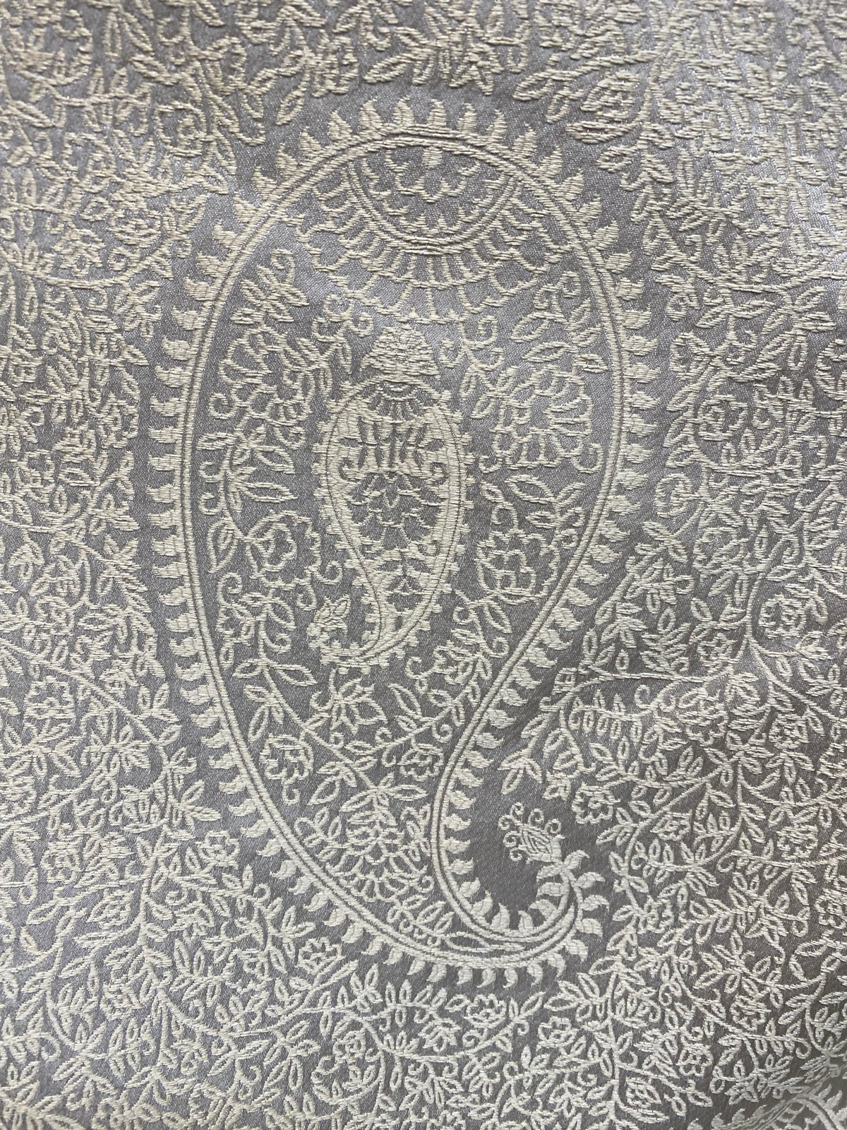 NEW Queen Marley Satin Paisley Jacquard Fabric- Upholstery & Drapery- Grey - Fancy Styles Fabric Pierre Frey Lee Jofa Brunschwig & Fils