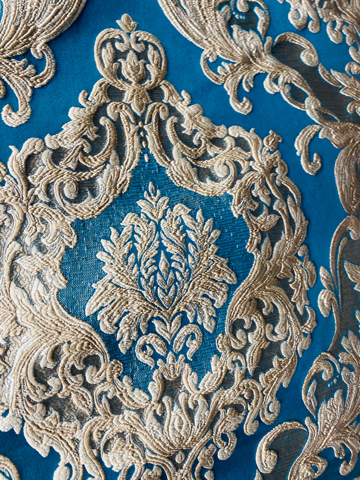NEW Queen Marianna Novelty Ritz Neoclassical Brocade Satin Fabric - Teal Blue - Fancy Styles Fabric Pierre Frey Lee Jofa Brunschwig & Fils