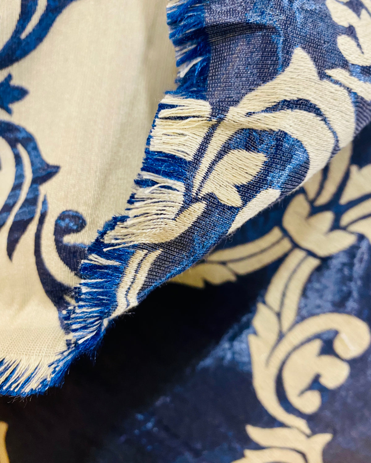 NEW Prince Midnight Designer Medallion Drapery Royal Blue Fabric - Fancy Styles Fabric Pierre Frey Lee Jofa Brunschwig & Fils