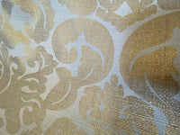 NEW Sir Jacques Metallic Linen Inspired Upholstery Damask Print Drapery Fabric- Gold White - Fancy Styles Fabric Pierre Frey Lee Jofa Brunschwig & Fils