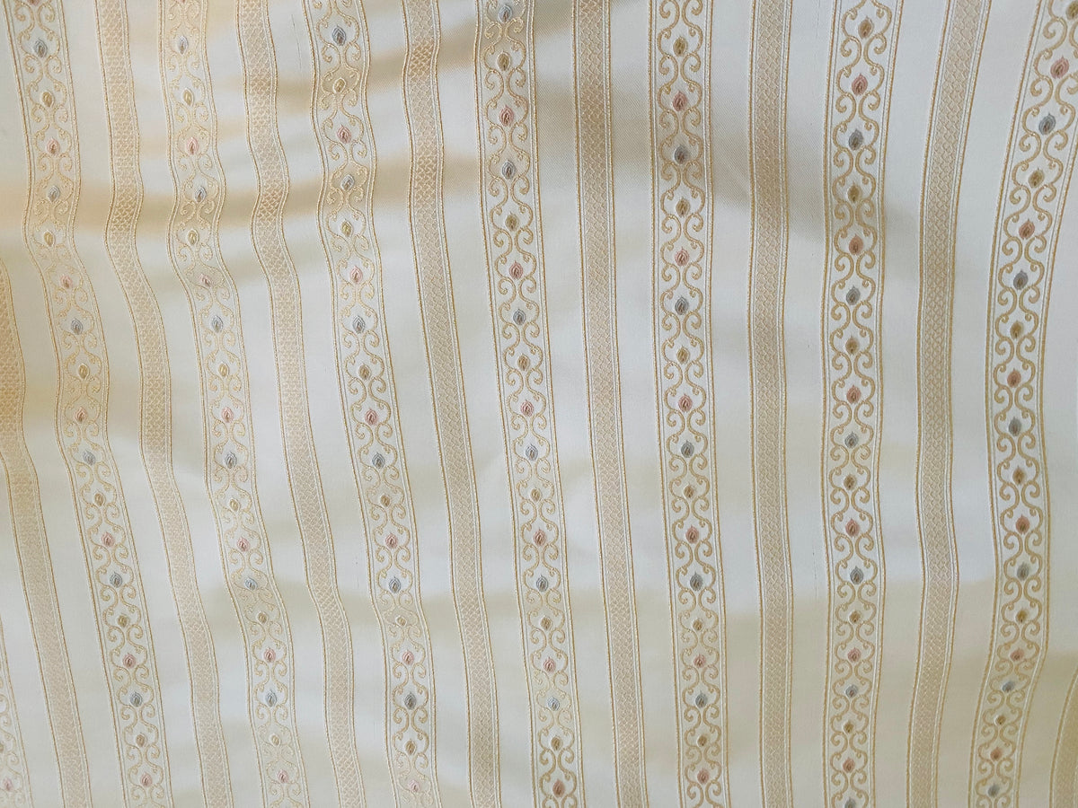 NEW Princess Avery Novelty Ritz Neoclassical Brocade Striped Satin Fabric - Louis Cream White - Fancy Styles Fabric Pierre Frey Lee Jofa Brunschwig & Fils
