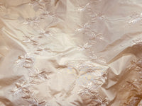 Fat Quarter: Queen Lafayette Novelty Couture 100% Silk Taffeta Embroidered Leaf Motif Fabric Cream - Fancy Styles Fabric Pierre Frey Lee Jofa Brunschwig & Fils