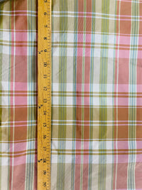 NEW Lady Riddle Designer 100% Silk Taffeta Plaid Tartan Fabric -Pink and Green SB_6_19 - Fancy Styles Fabric Pierre Frey Lee Jofa Brunschwig & Fils